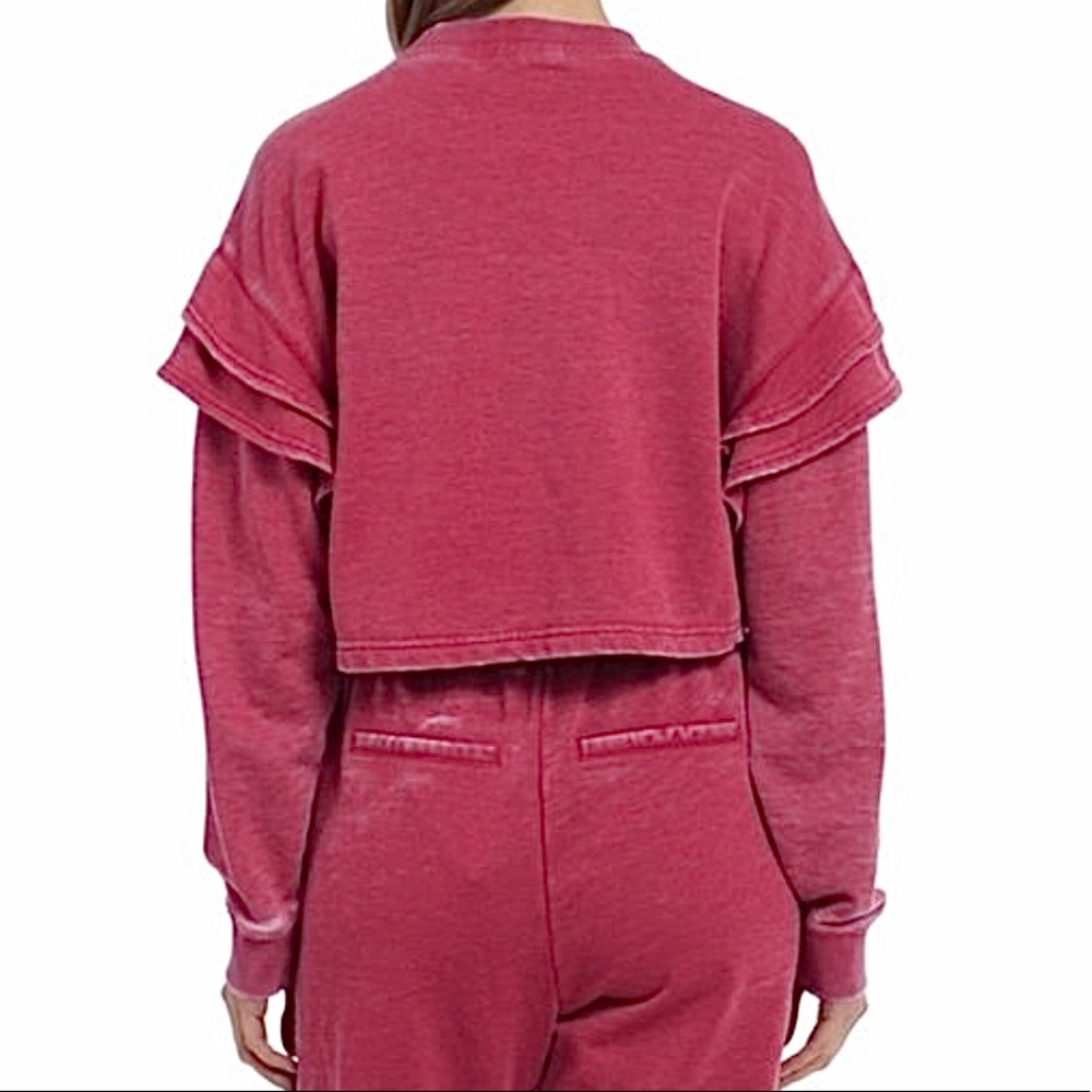 7 For All Mankind Raffle Shoulder Crop Sweatshirt - Picture 11 of 12